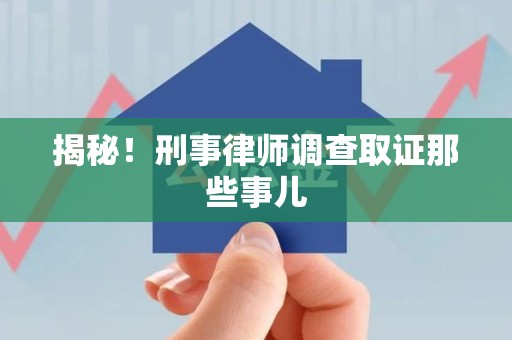 郎溪揭秘！刑事律师调查取证那些事儿